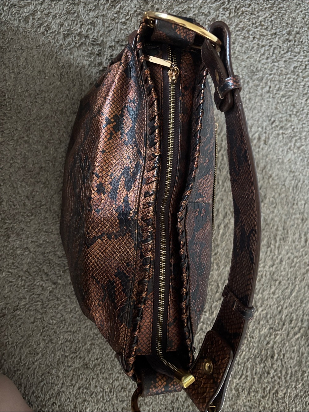 The Find - Gorgeous Copper Snake-Print Shoulder Bag with Gold Accent- like new - Picture 8 of 10